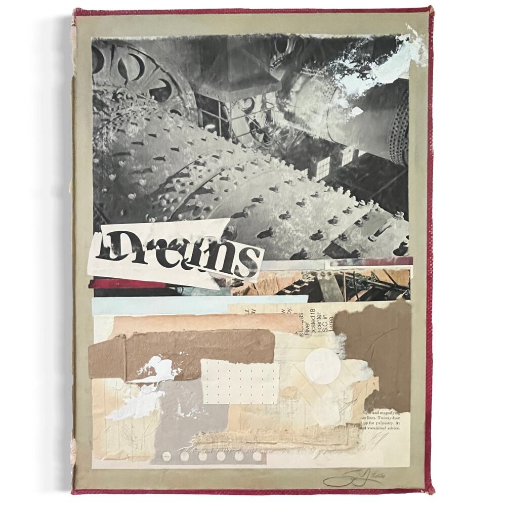 Original Mixed Media Modern Art Collage "Dreams" 10x13.5" Signed